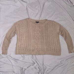 Trouve Taupe Cable Knit Sweater